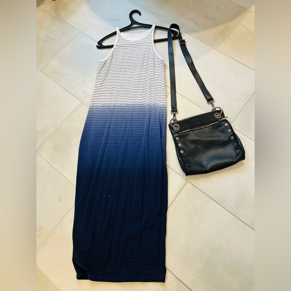 Athleta Black, Blue and White Ombré Maxi Dress